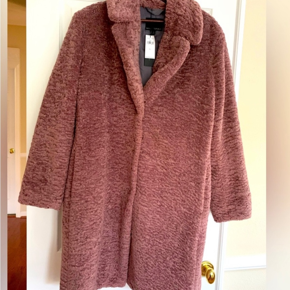 Banana Republic Luxurious Soft Sherpa Powdered Rose Long Coat size Medium